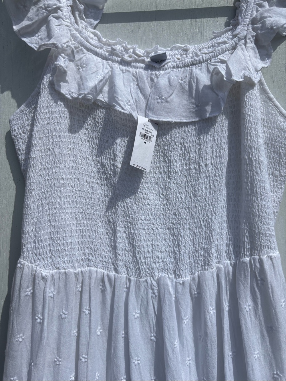 Old Navy White Smocked Ruffle Tiered Maxi Dress NWT Women’s Cottagecore Sundress - Picture 5 of 9
